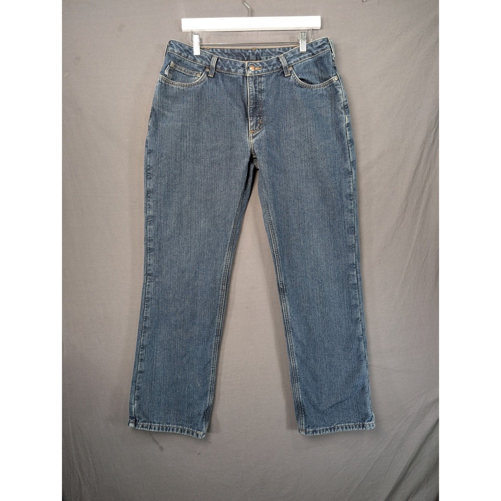 Carhartt Womens 18780 Medium Wash Straight Leg Denim Jeans Blue Size 12